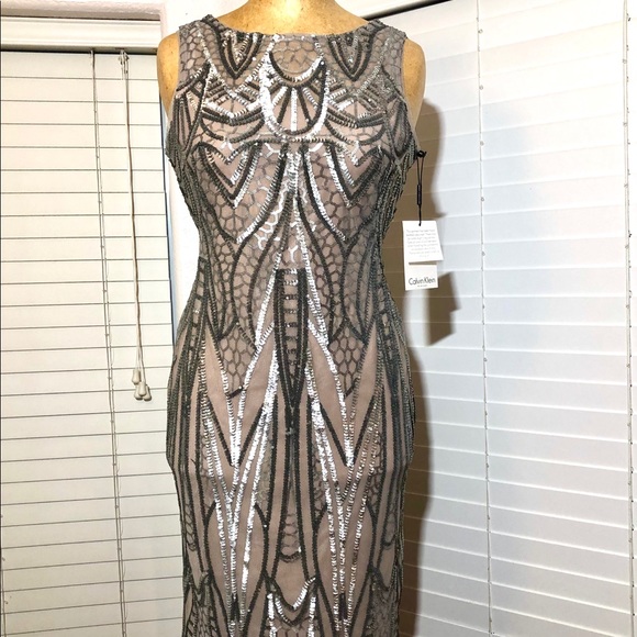 Calvin Klein Dresses & Skirts - NWT. CALVIN KLEIN dress, size 2, beaded sequined